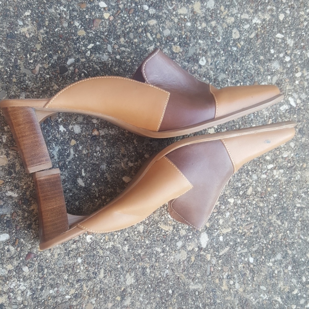 Sandra Brown Patch Square Toe Leather Mules 7.5 - image 6